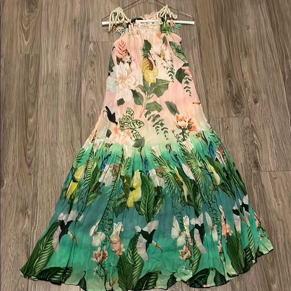 Farm Rio Floral Maxi Dress with Tropical Print